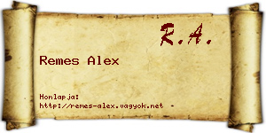 Remes Alex névjegykártya